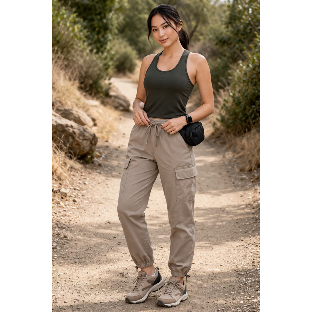 Alpine Design M Greige Cargo Pants Drawstring Tapered Utility Travel